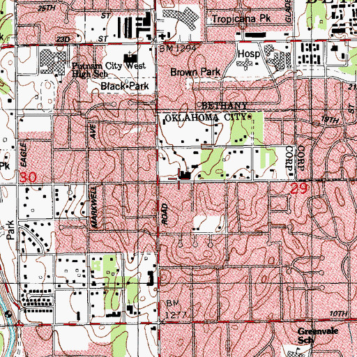 Topographic Map of Western Oaks Church-Nazarene, OK