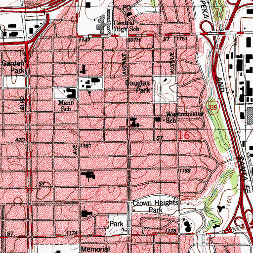 Topographic Map of Westminster Presbyterian Church, OK