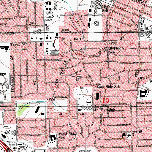 Topographic Map of Wickline United Methodist Church, OK