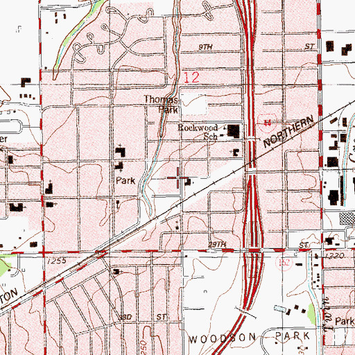 Topographic Map of Woodson Park Church-Nazarene, OK