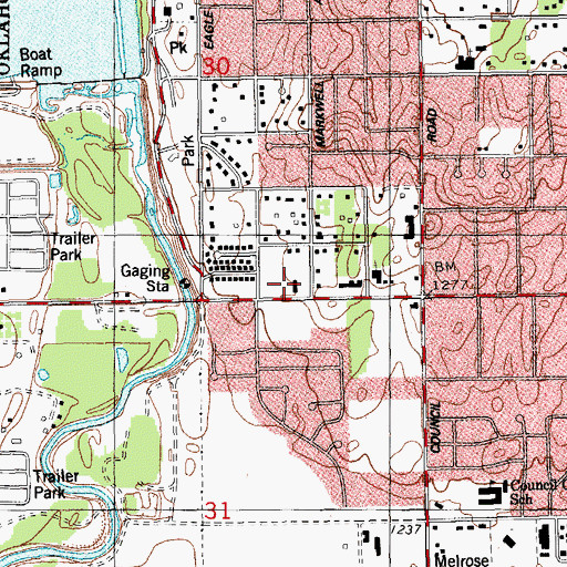 Topographic Map of Zion Pentecostal Church, OK