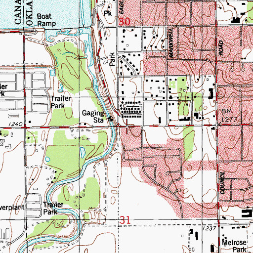 Topographic Map of Zion Worship Center, OK