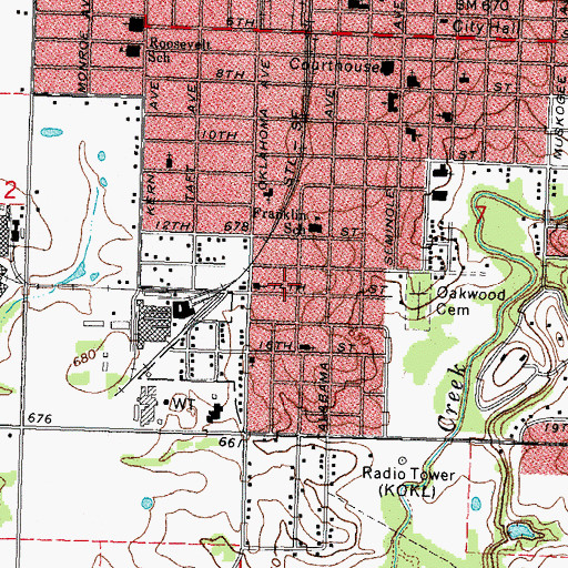 Topographic Map of Abundant Life Church, OK