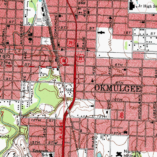 Topographic Map of Assembly of God East Side, OK
