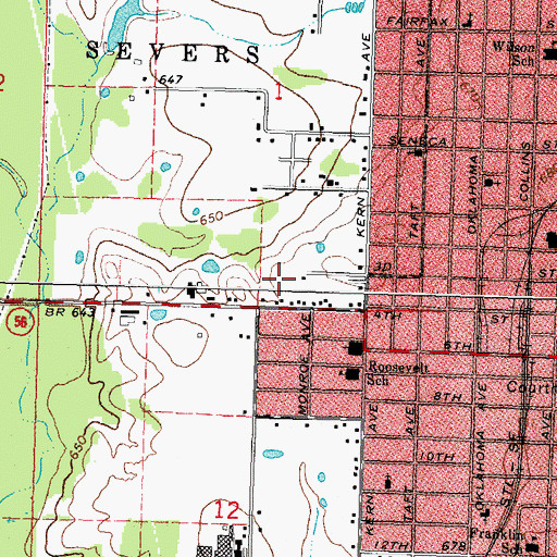 Topographic Map of Assembly of God North Side, OK