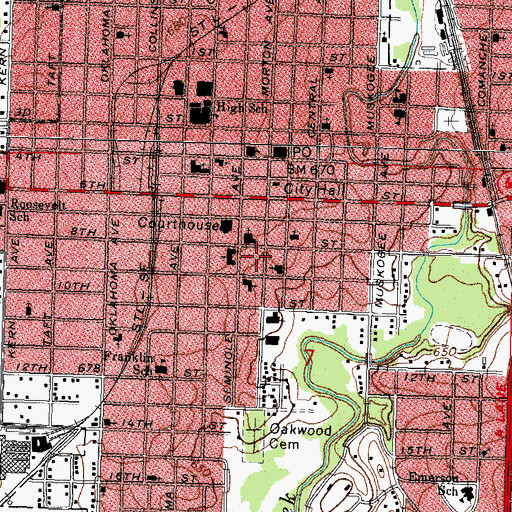 Topographic Map of Church of Christ, OK