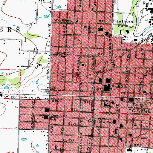 Topographic Map of Four Square Church, OK