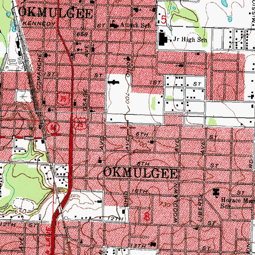 Topographic Map of Lutheran Church of the Trinity, OK