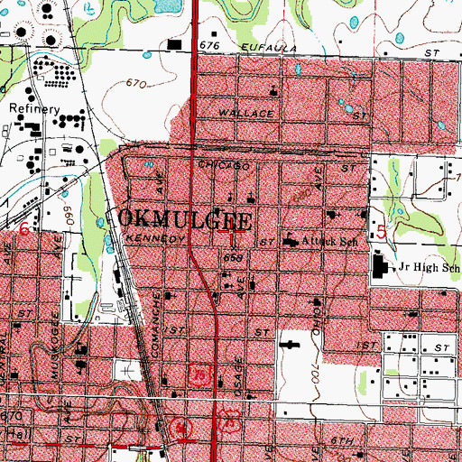 Topographic Map of Mount Calvary Apostolic Church, OK