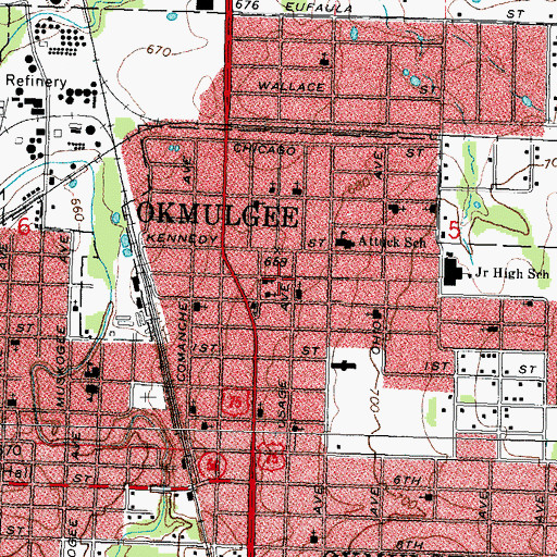 Topographic Map of Osage Avenue Christian Church, OK