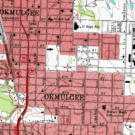 Topographic Map of Praise and Worship Apostolic Church, OK