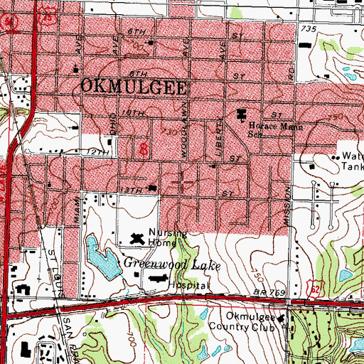 Topographic Map of United Pentecostal Church, OK