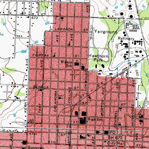 Topographic Map of Second Baptist Church, OK