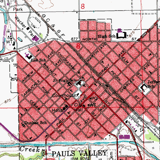 Topographic Map of First Assembly of God, OK