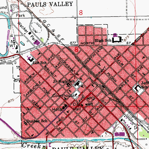 Topographic Map of First Church of God, OK