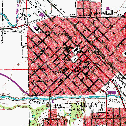 Topographic Map of First Baptist Church, OK