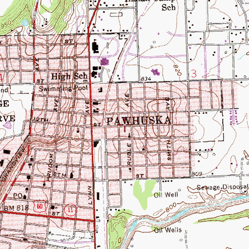 Topographic Map of Emmanuel Church of God-Christ, OK