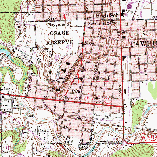 Topographic Map of Lighthouse Pentecostal Church, OK