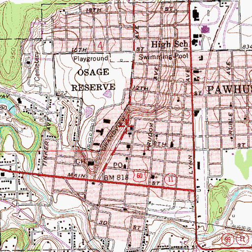 Topographic Map of Saint Thomas Episcopal Church, OK