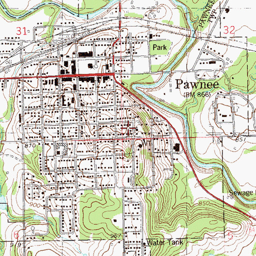 Topographic Map of Antioch Baptist Church, OK