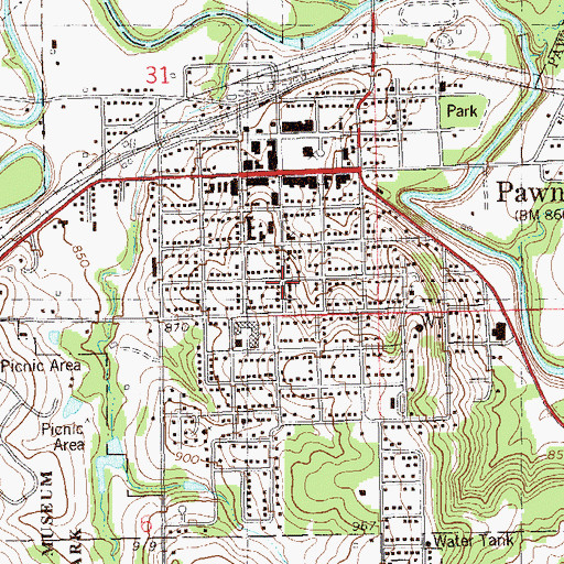 Topographic Map of First Baptist Church, OK