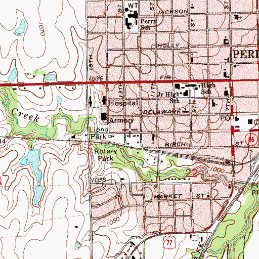 Topographic Map of Calvary Baptist Church, OK