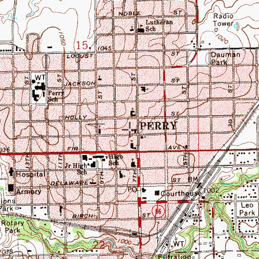 Topographic Map of First Baptist Church, OK