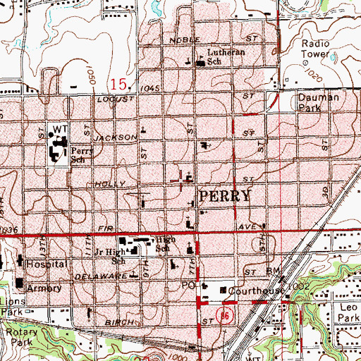 Topographic Map of First Christian Church, OK