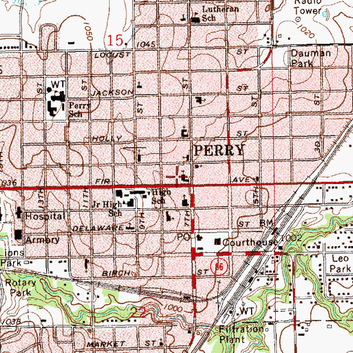 Topographic Map of First United Methodist Church, OK