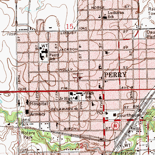 Topographic Map of Grace Baptist Church, OK