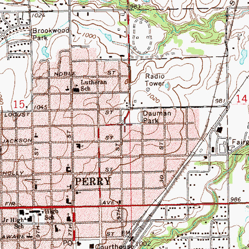 Topographic Map of Kaw Street Chapel, OK