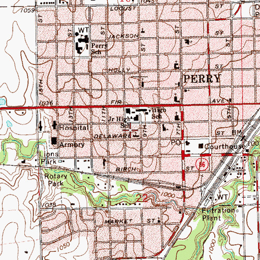 Topographic Map of Saint Rose of Lima Catholic Church, OK