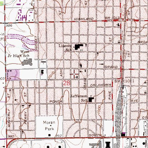 Topographic Map of Albright United Methodist Church, OK