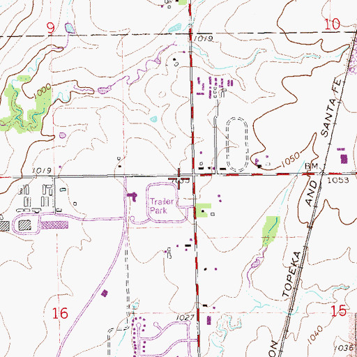Topographic Map of Christian Center, OK