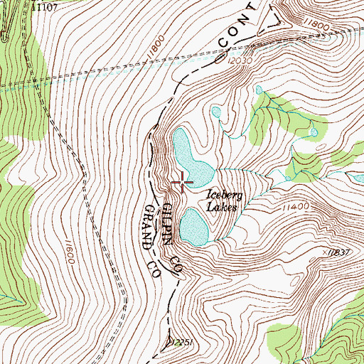 Topographic Map of Iceberg Lakes, CO