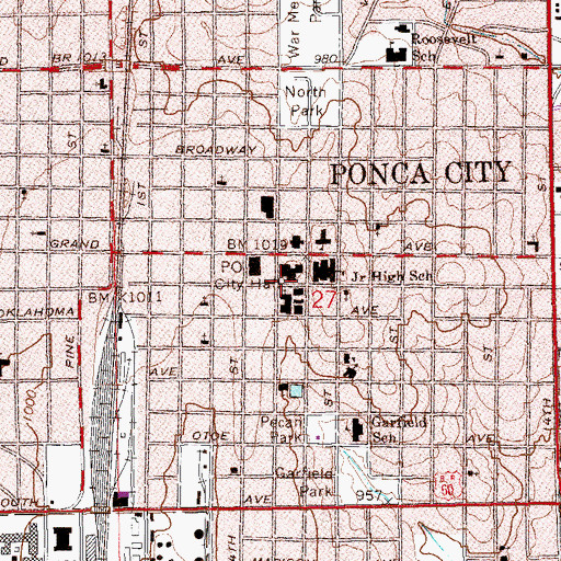 Topographic Map of First Baptist Church, OK
