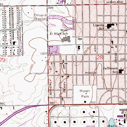 Topographic Map of Nazarene Trinity Church, OK