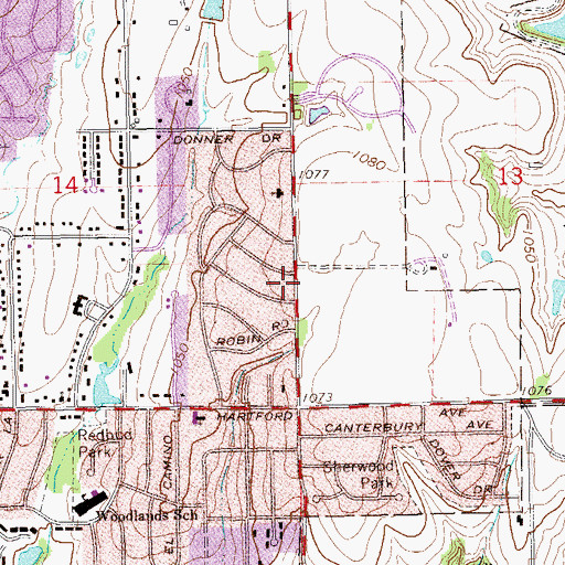 Topographic Map of Northeast Baptist Church, OK