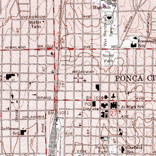 Topographic Map of Pioneer Bible Church, OK