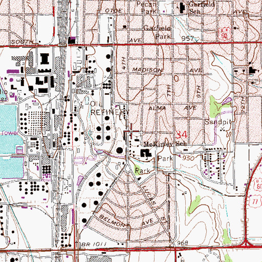 Topographic Map of Southside Baptist Church, OK
