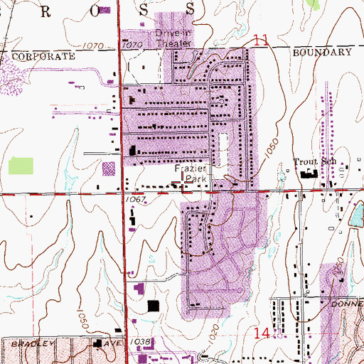 Topographic Map of Saint Lukes Church-Nazarene, OK