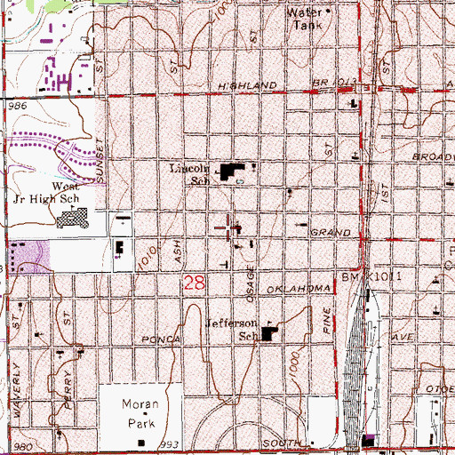 Topographic Map of Trinity Pentecostal Church, OK