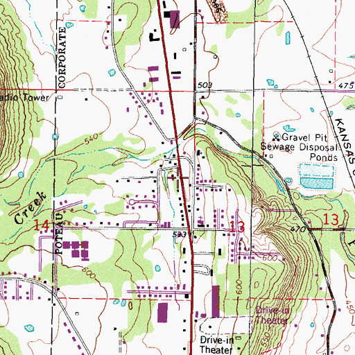 Topographic Map of Calvary Assembly of God, OK