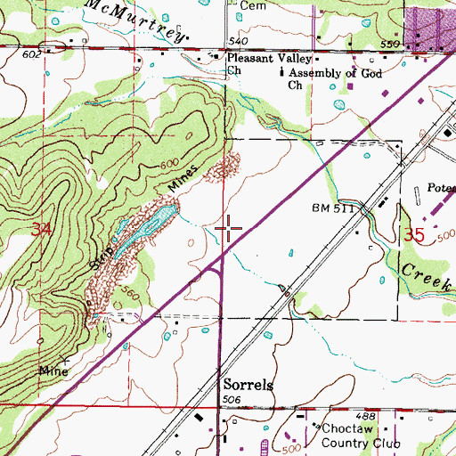Topographic Map of First Assembly of God Church, OK