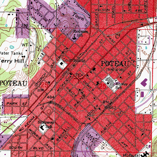 Topographic Map of First Baptist Church, OK