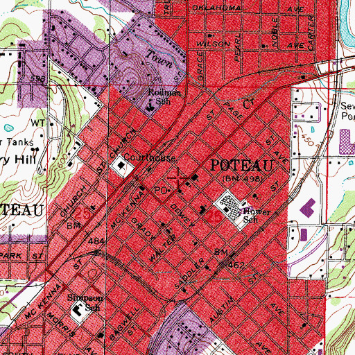Topographic Map of First Christian Church, OK