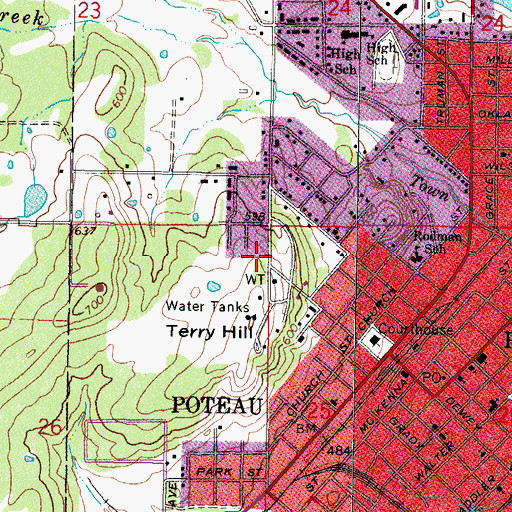 Topographic Map of First Pentecostal Church, OK