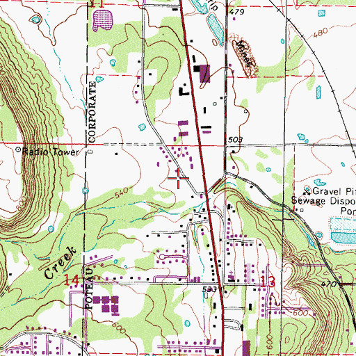 Topographic Map of Poteau Valley Baptist Church, OK