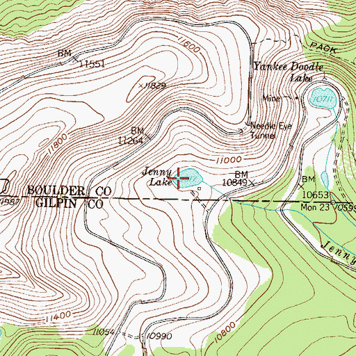 Topographic Map of Jenny Lake, CO