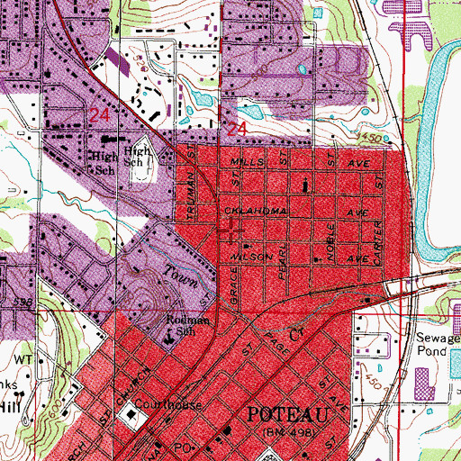 Topographic Map of Reorganized Church of Jesus Christ of Latter Day Saints, OK